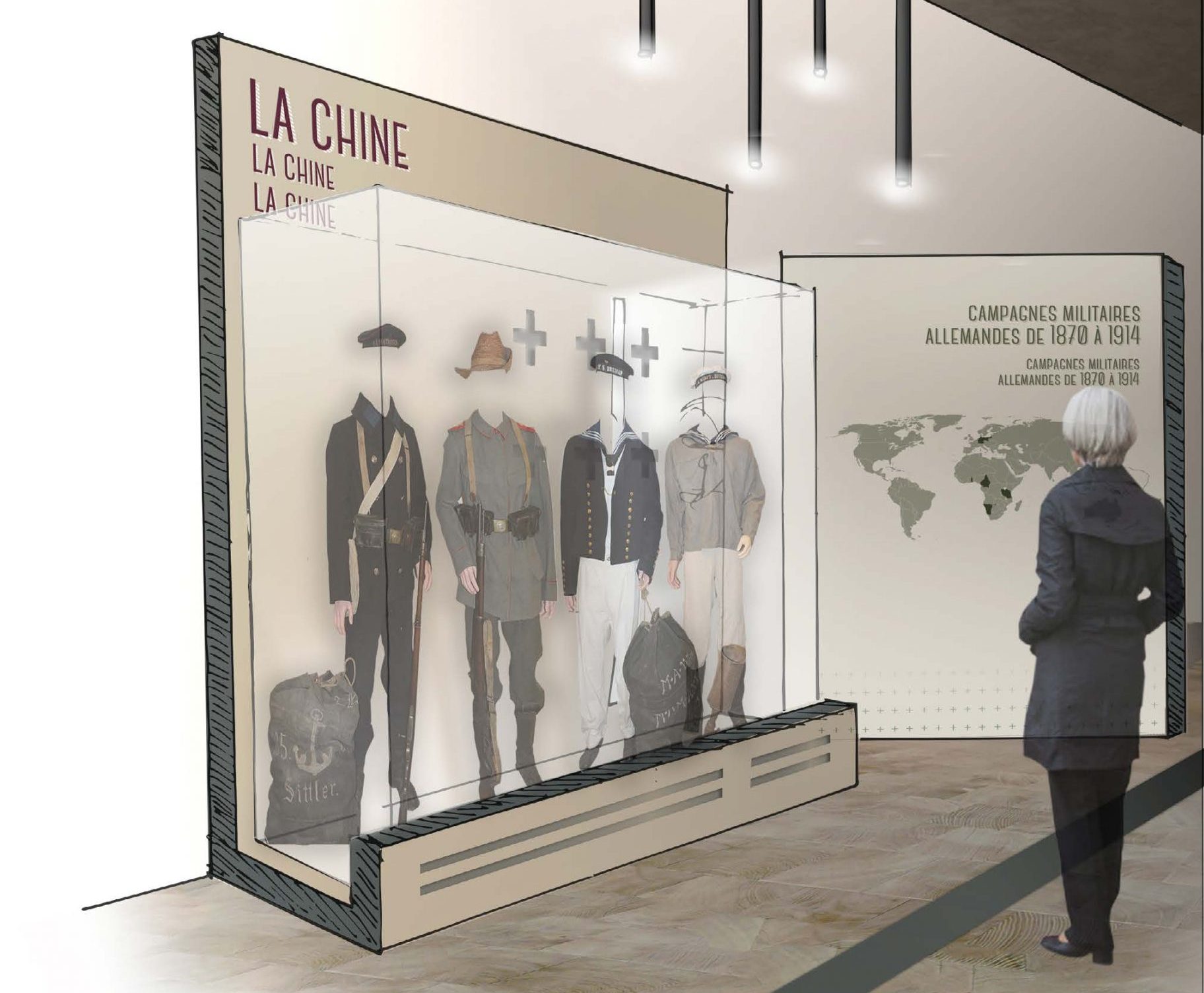 Scénographie de la Mémorial de Haute Alsace, Présentation des uniformes
