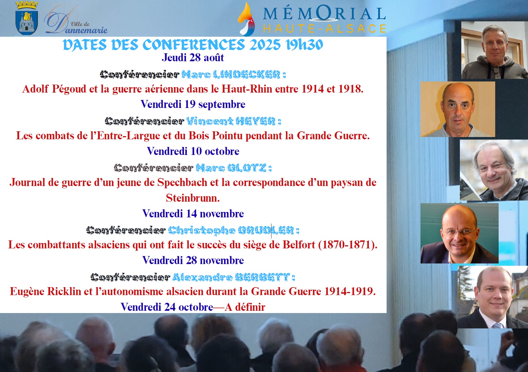 Programme des conférences 2025 du Mémorial de Haute Alsace