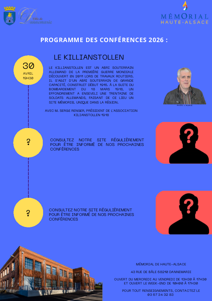 Programme des conférences 2026 du Mémorial de Haute Alsace